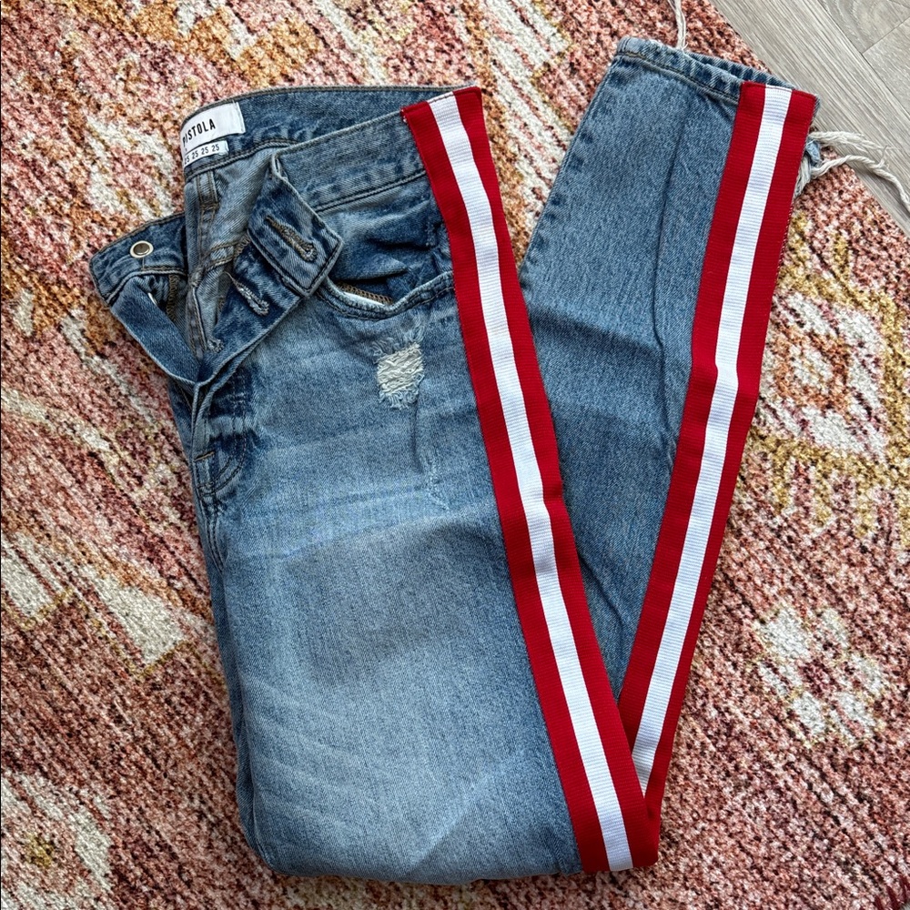 Pistola Blue Jeans with White & Red Stripe